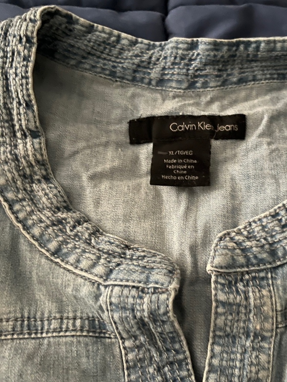 Calvin Klein lightweight stretch XL SS chambray denim mini dress